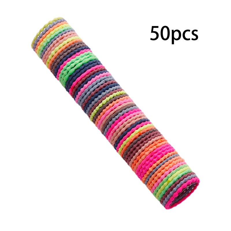 Bộ 50 Dây Cột Tóc Co Giãn Không Kim Loại