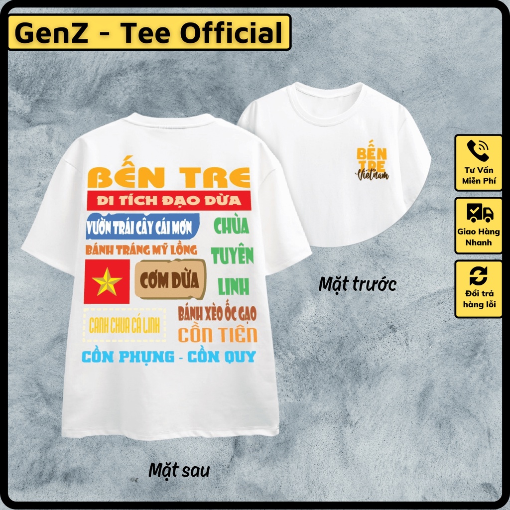 Áo Thun Local Brand Tỉnh Bến Tre, Áo 63 Tỉnh Thành Nam Nữ Form Rộng Unisex Genz Cá Tính