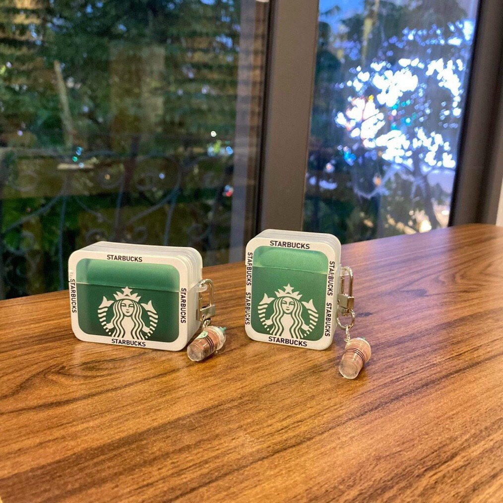 Vỏ bảo vệ hộp sạc tai nghe AirPods Pro/AirPods 3/Pro 2 Gen dáng vuông in họa tiết Starbucks