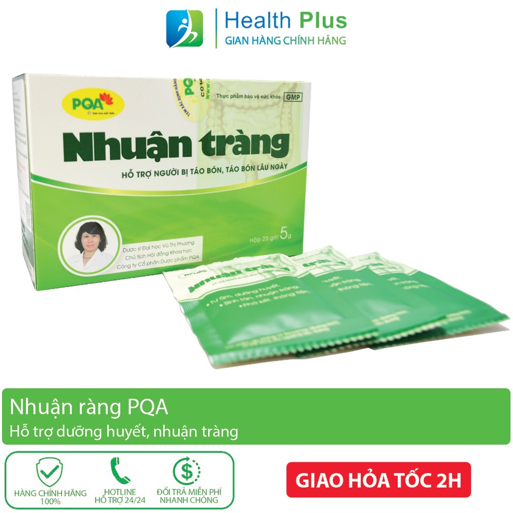 Nhuận tràng PQA - hỗ trợ giảm táo bón, trĩ dùng được cho người tiểu đường - Hộp 25 gói hòa tan