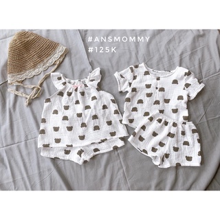 Combo set muslin và váy đũi