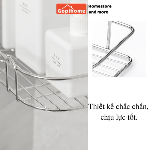 Kệ góc nhà tắm Inox không gỉ Gopihome 🔥FREESHIP🔥Kệ nhà bếp. Dán tường siêu dính. Chịu lực 10kg. Mã GOPI_KEGO_IN