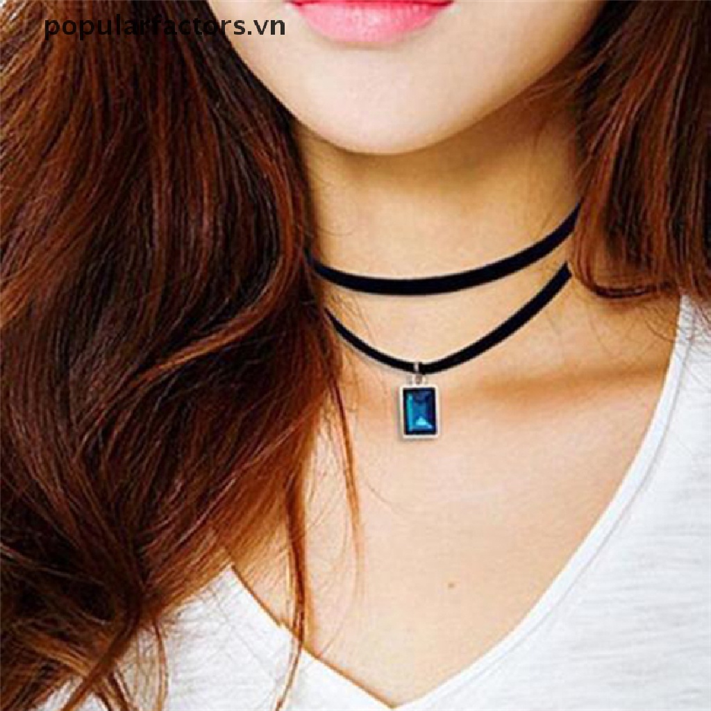 Vòng Cổ Choker Dây Nhung Đen Phong Cách Gothic Cổ Điển