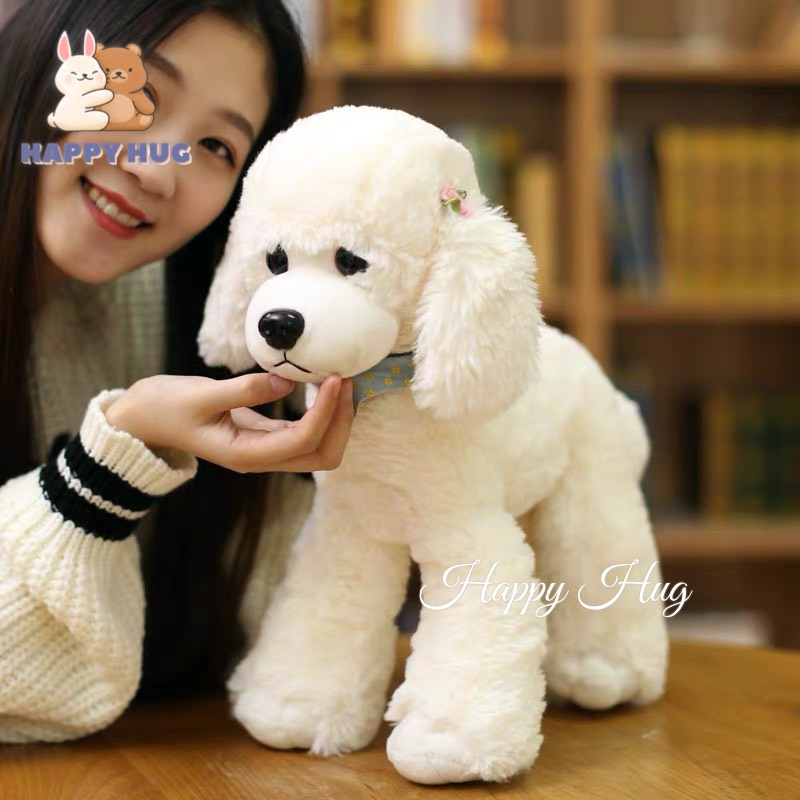 Gấu bông hình chó Poodle cho bé, đồ chơi chó bông cao cấp mềm mịn giống thật - Happy Hug