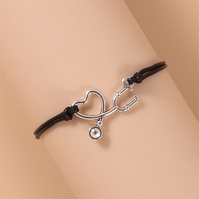 Flgo Vòng Tay Dây Bện Mặt Ống Nghe Nhịp Tim Khắc Chữ Best Friend Thời Trang Cho Nam Và Nữ