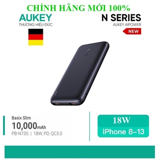 Pin dự phòng sạc nhanh siêu mỏng 10.000mah aukey pb-n73s 18w, pb-n73 15w