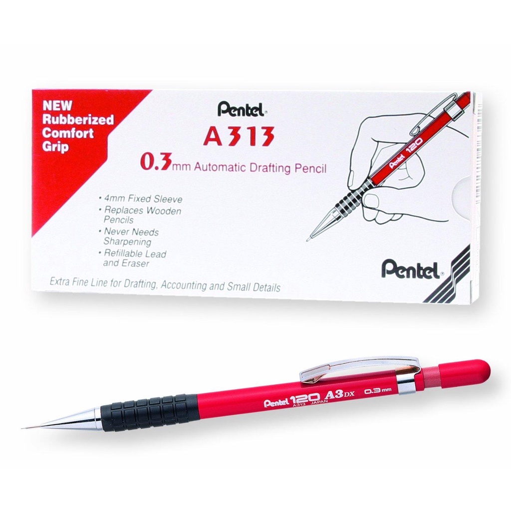 Chì Kim Kỹ Thuật Pentel 120 A3 | Ngòi Thép Chắc Chắn | Hạn Chế Gãy Ngòi | 4 Cỡ Ngòi
