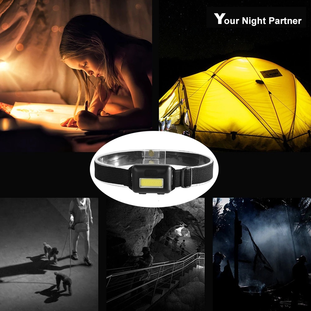 Đèn Pha Led Cob Mini Bằng Nhựa Chống Thấm Nước Siêu Nhẹ Tiện Dụng Cho Xe Đạp / Câu Cá / Cắm Trại