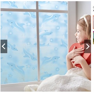 Decal 1m dán kính khổ rộng 45cm ( có sẵn keo ) - CÁ HEO XANH CC029