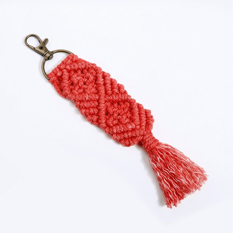 Móc Khóa Tua Rua Phong Cách Boho Cho Túi Xách / Xe Hơi Macrame