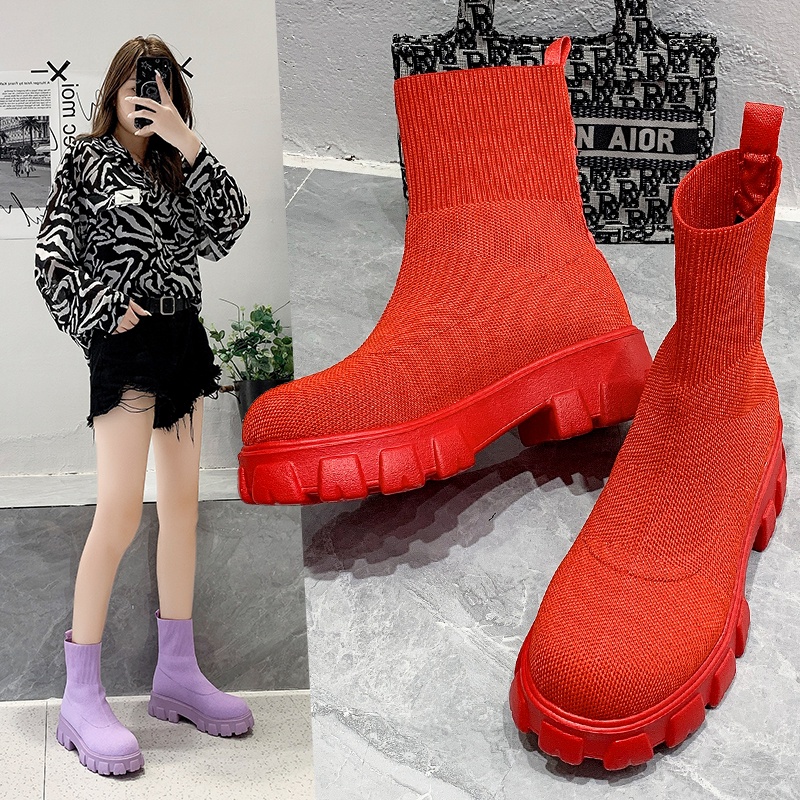 Giày bốt Martin cổ cao 2.17inch thời trang Hàn Quốc size 35-43