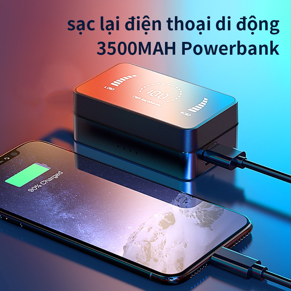 Tai nghe Bluetooth không dây TWS 5.0 cảm ứng chống ồn tích hợp sạc dự phòng 3500mAh