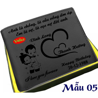 Ví nam da bò khắc tên theo yêu cầu