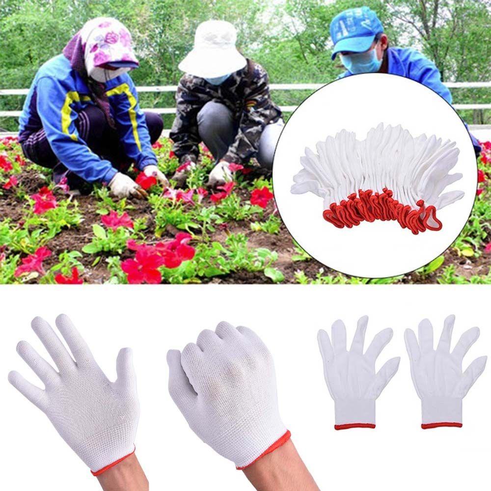 Găng Tay Bảo Hộ Lao Động Bằng Nylon Cotton Màu Trắng