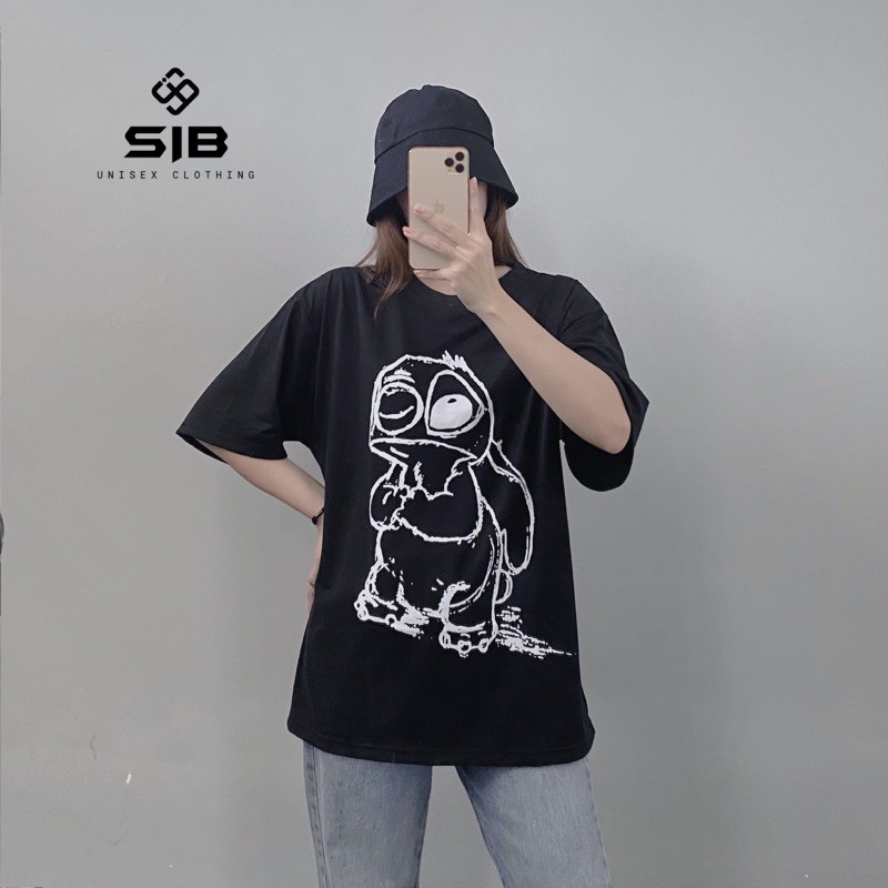 Áo thun unisex form rộng SIB Clothing áo phông tay lỡ in hình Stitch SIB014