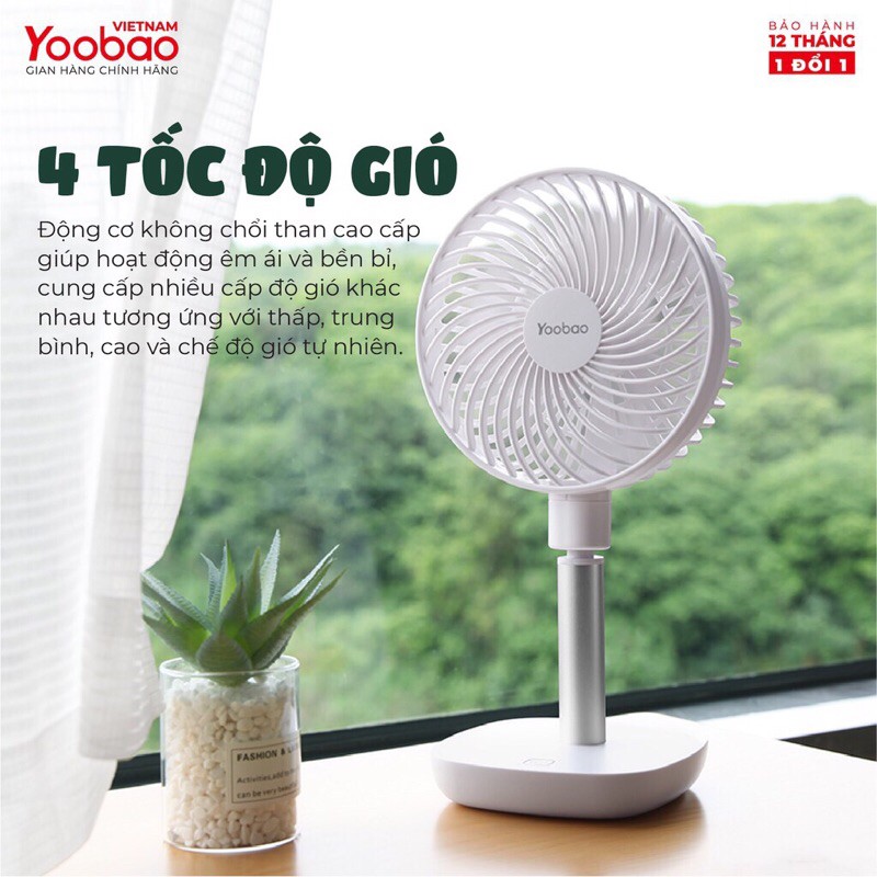 Quạt sạc mini để bàn YOOBAO F1 10000mAh - Có thể chạy 60 giờ liên tục - Hàng chính hãng