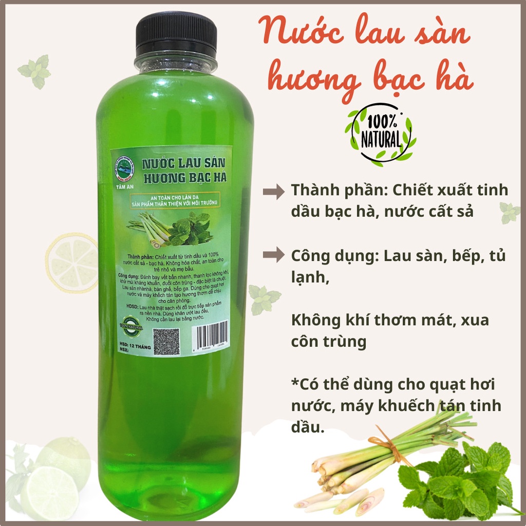 1L Tinh dầu bạc hà nguyên chất khử mùi kháng khuẩn, lau sàn,lọc không khí và tạo hương thơm