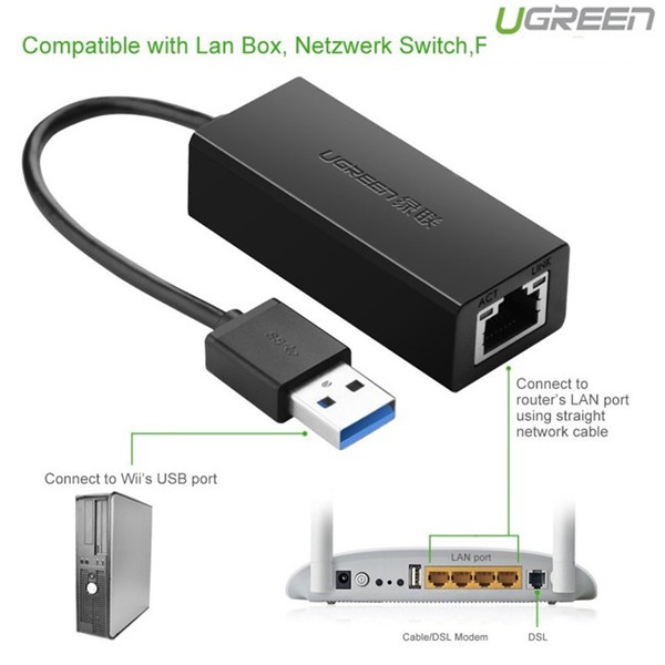 USB to LAN 3.0 chính hãng Ugreen UG-20256 tốc độ 10/100/1000Mbps