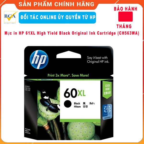 Mực in HP 61XL High Yield Black Original Ink Cartridge (CH563WA)