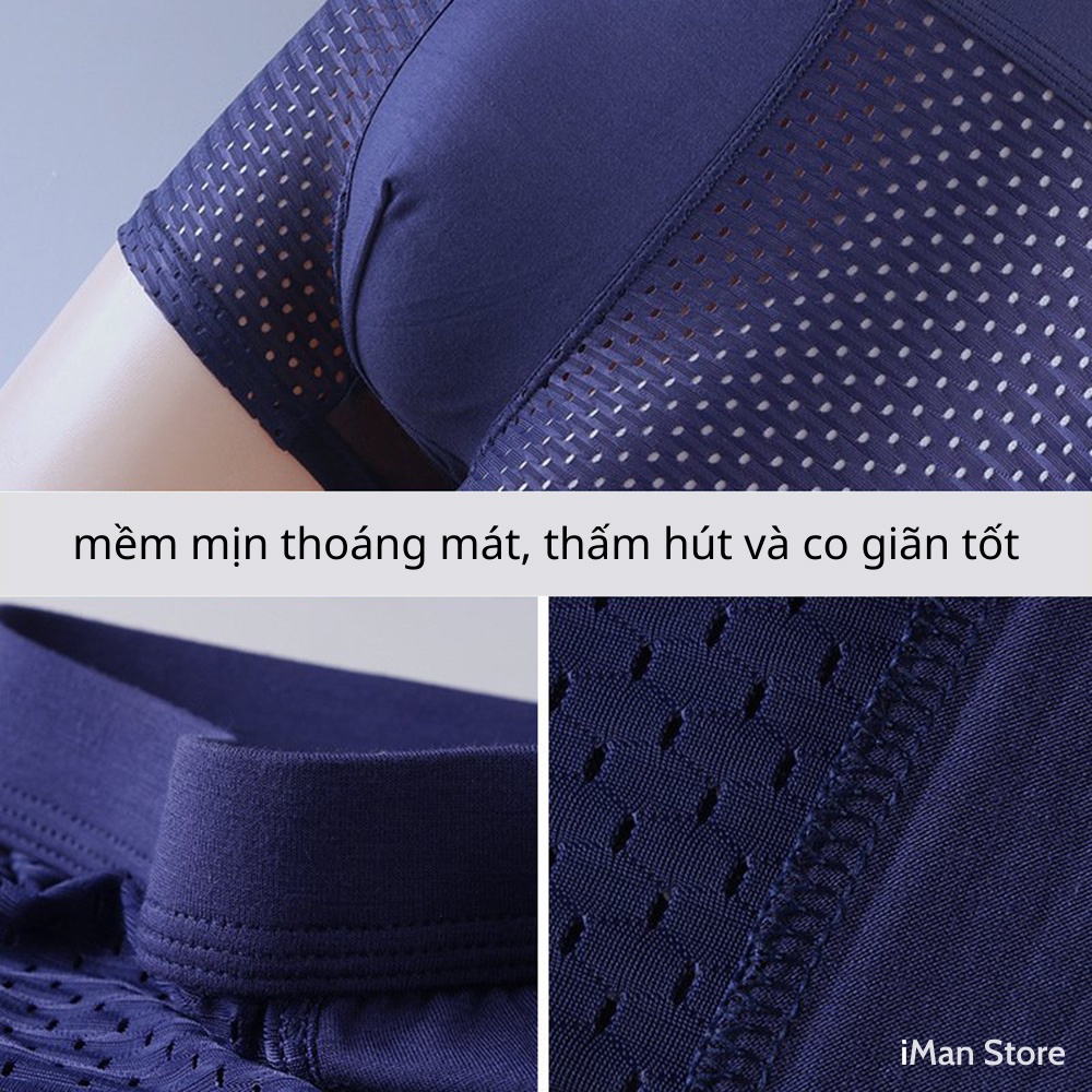 Combo Hộp 4 Quần Sịp Đùi Nam Thông Hơi, Quần Lót Nam Nhật Bản MUJI Dạng Lưới Thoáng Khí, Kháng Khuẩn Cao Cấp iMan Store