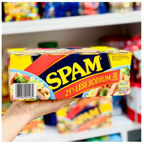 4 Hộp Thịt Đóng Hộp Spam 25% Less Sodium 1.36kg