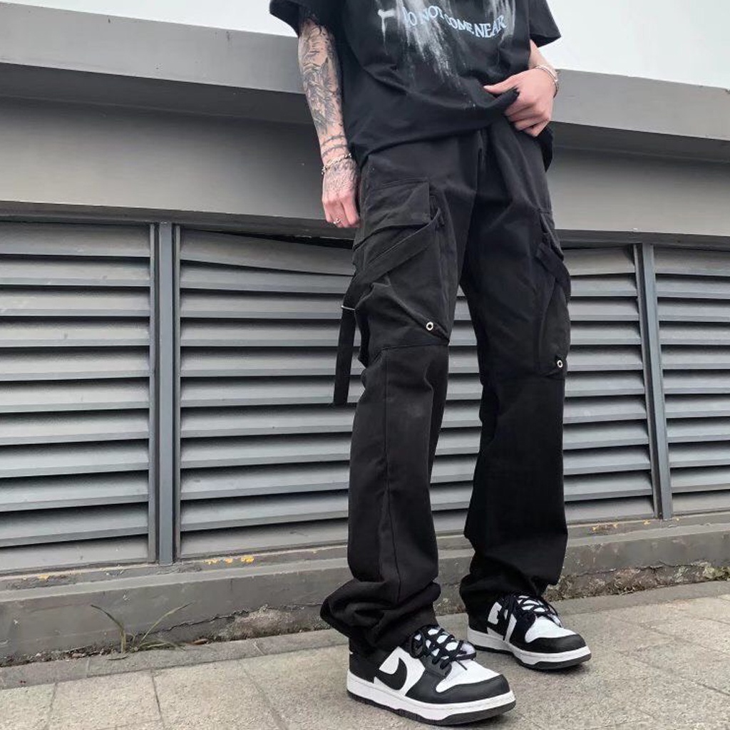 Quần Kaki ống rộng dáng suông Nam Nữ Ulzzang, Quần cargo pants túi hộp nam nữ ống rộng chất kaki xuất Hàn