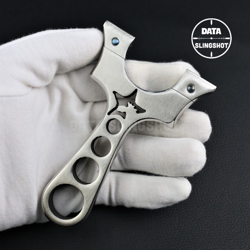 Ná Cao Su Inox CNC Sao Thiên Mã Chạc 7.5 Mài Bo Cạnh Hoàn Thiện gắn sẵn 2 ốc Titan +Nam Châm - Chạc kẹp - DATA SlingShot