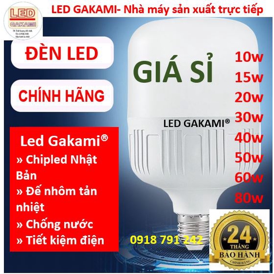 Bóng đèn LED trụ 20w 30w 40w 50w 60w 80w siêu sáng, chất lượng cao, sử dụng chipled Gakami Nhật Bản cao cấp