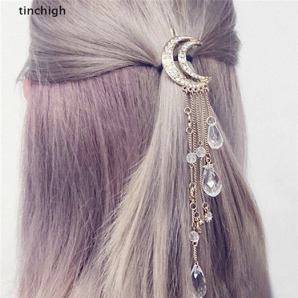 Kẹp Tóc Hình Mặt Trăng Đính Đá Pha Lê Cho Cô Dâu