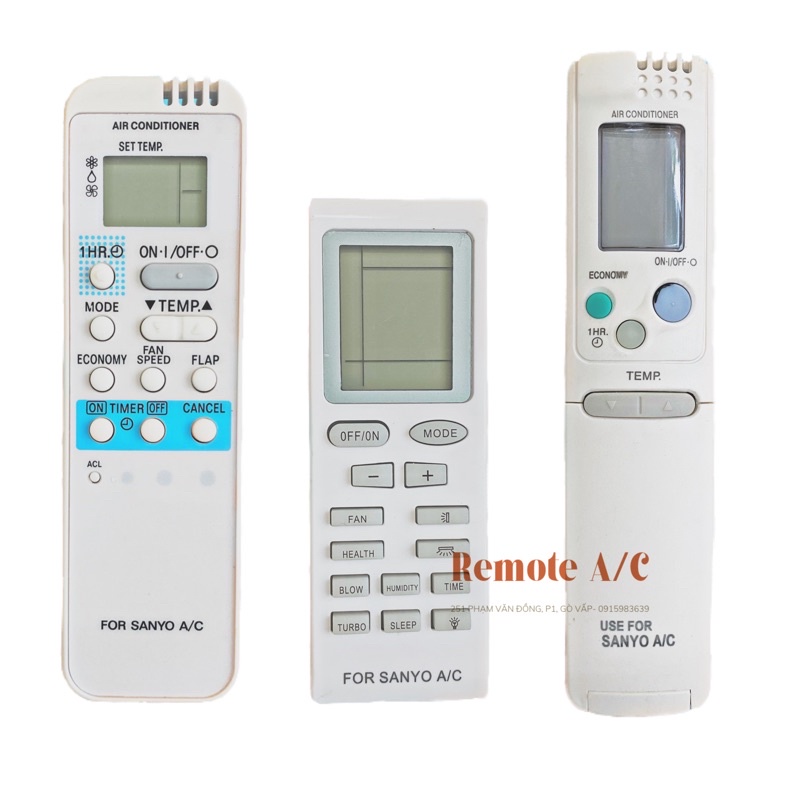 REMOTE máy lạnh SANYO viền xanh