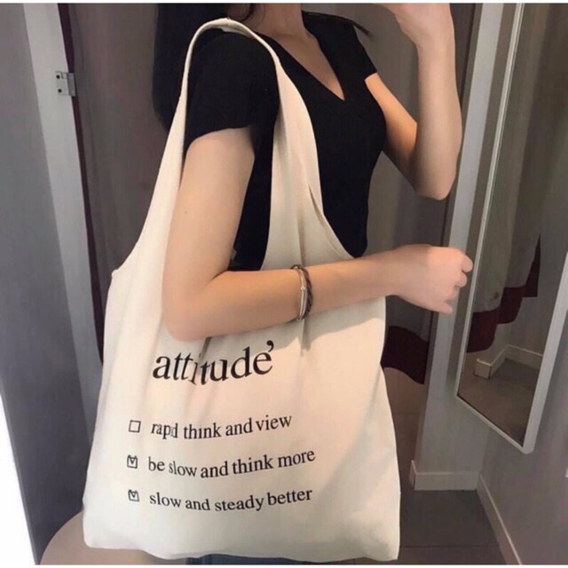 [Combo 2 túi] Túi tote Attitude Hàn Quốc