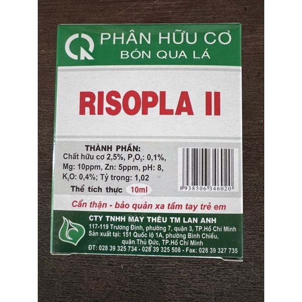 Phân bón hữu cơ Risopla II hộp 10 gói/10ml