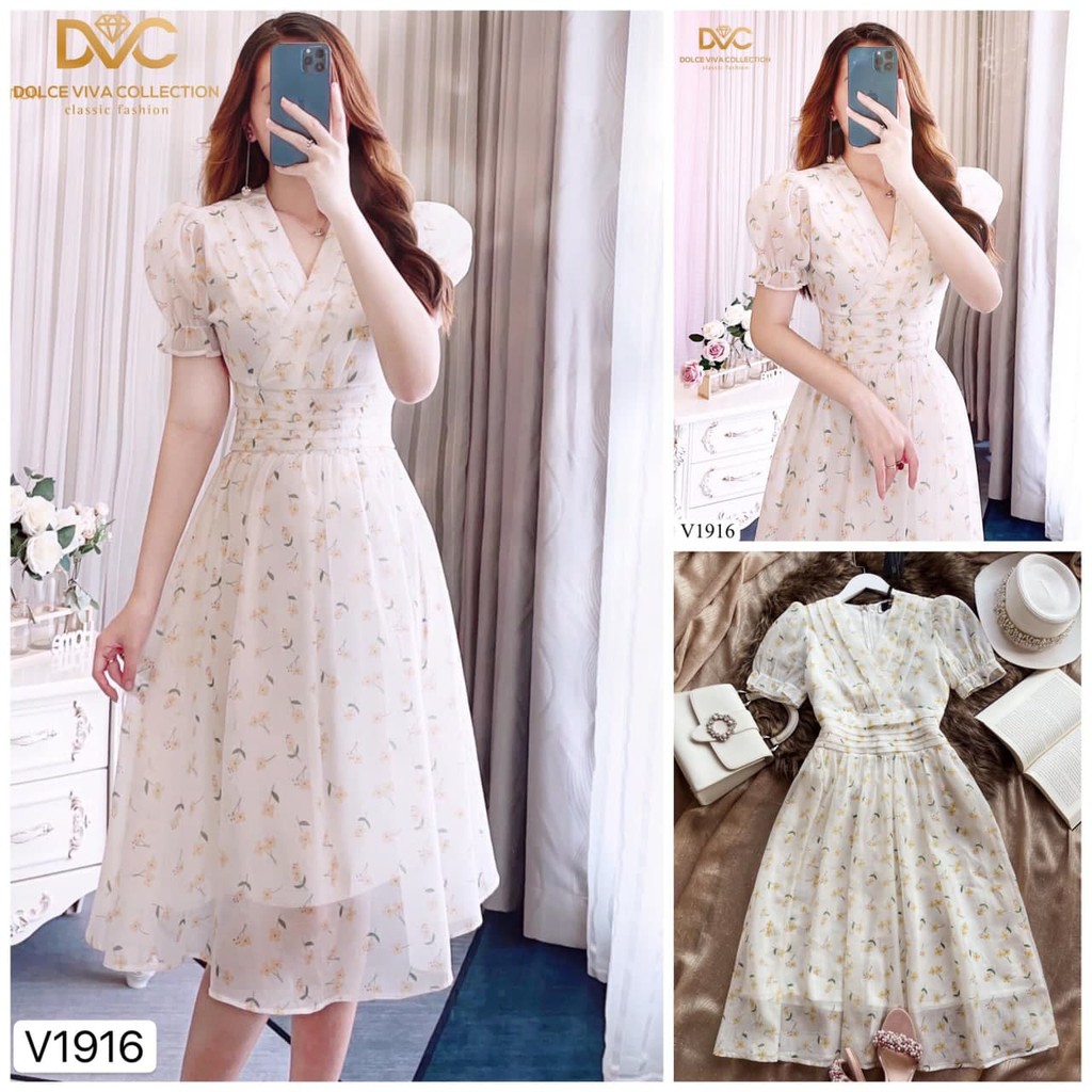 [𝐅𝐫𝐞𝐞𝐬𝐡𝐢𝐩]Đầm thiết kế 💓 Đẹp DVC 💘 chất voan lụa tay bồng bo eo tôn dáng V1916 - Zin Dress Design [kèm ảnh thật]