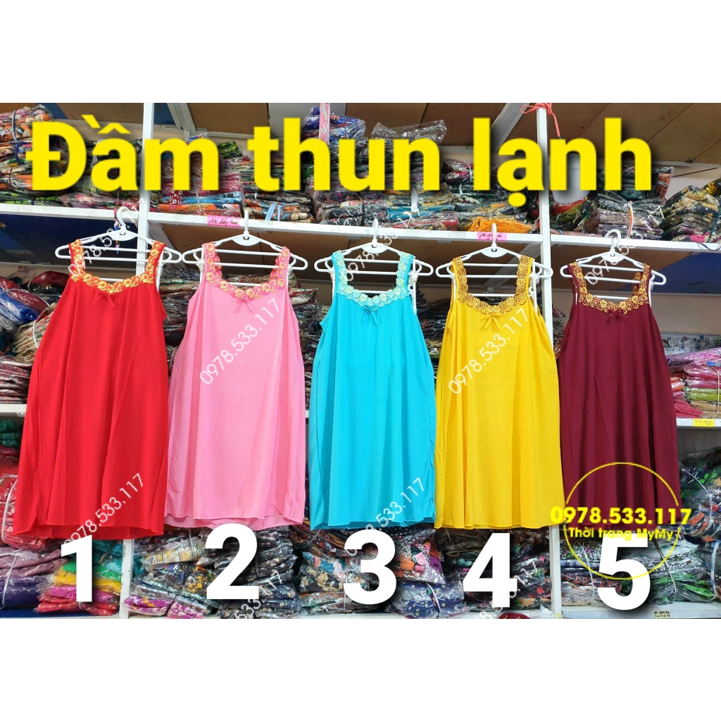 Đầm ngủ thun lạnh phối quai ren mịn mát | BigBuy360 - bigbuy360.vn