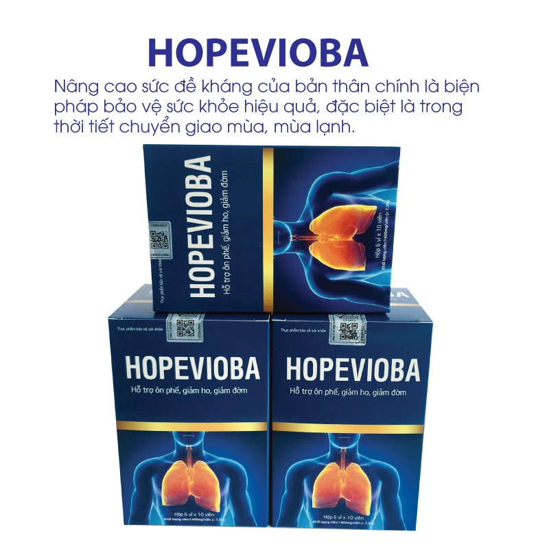 Combo 3 Hộp viên nang mềm Hopevioba hỗ trợ ôn phế, giảm ho, giảm đờm hộp 60 viên