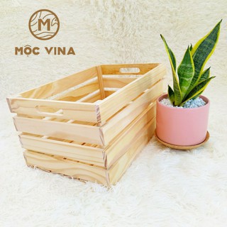 Giỏ gỗ đa năng,Thùng box kích thước 50*30*20 ( DxRxC) Mộc Vina