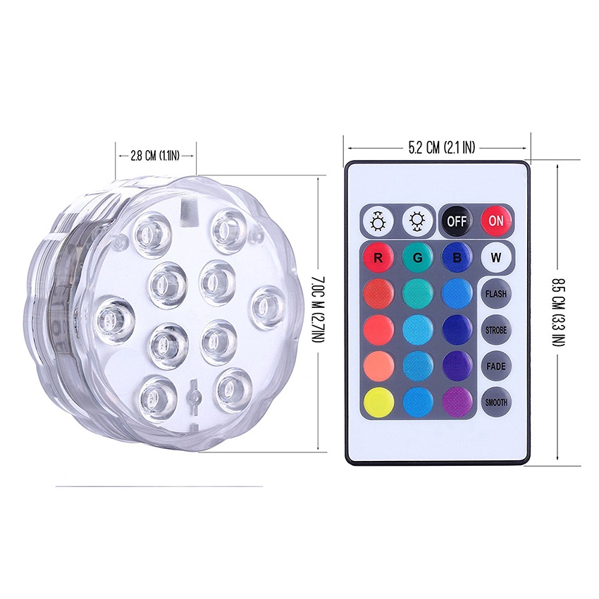 Đèn Led 10 Bóng RGB Chống Thấm Nước Sử Dụng Pin Cho Bể bơi / Đế Bình Hoa