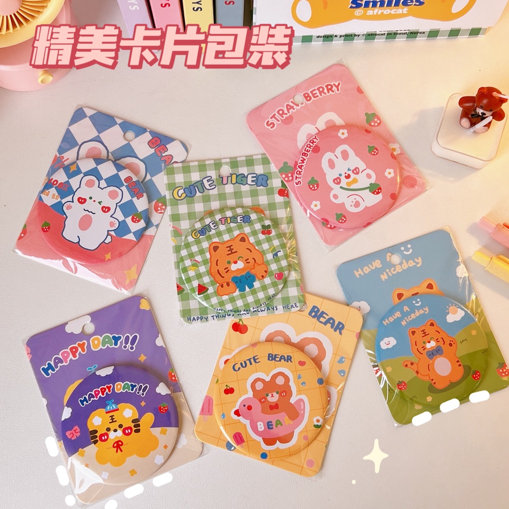 Gương mini cầm tay họa tiết hoạt hình nhiều mẫu đáng yêu, phụ kiện xinh phong cách Hàn Quốc