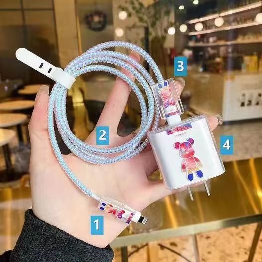 Bộ 5 Vỏ Bọc Bảo Vệ Cáp Sạc Nhanh Hình Cinnamoroll Hoạt Hình Cho IPhone 11 12 13 18W-20W