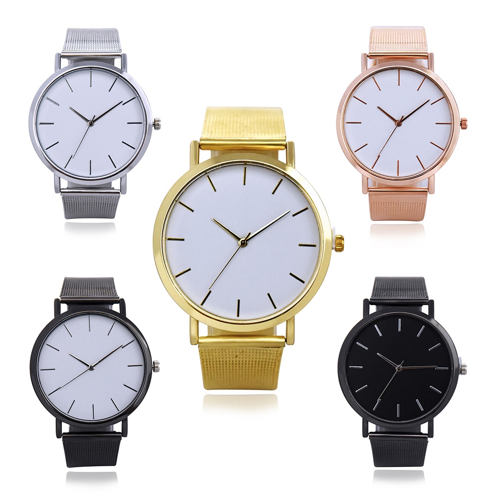 Đồng Hồ Analog Máy Quartz Mặt Tròn Với Dây Đeo Hợp Kim