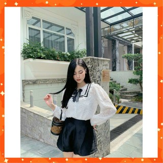 Áo sơ mi tơ bèo nơ ngực