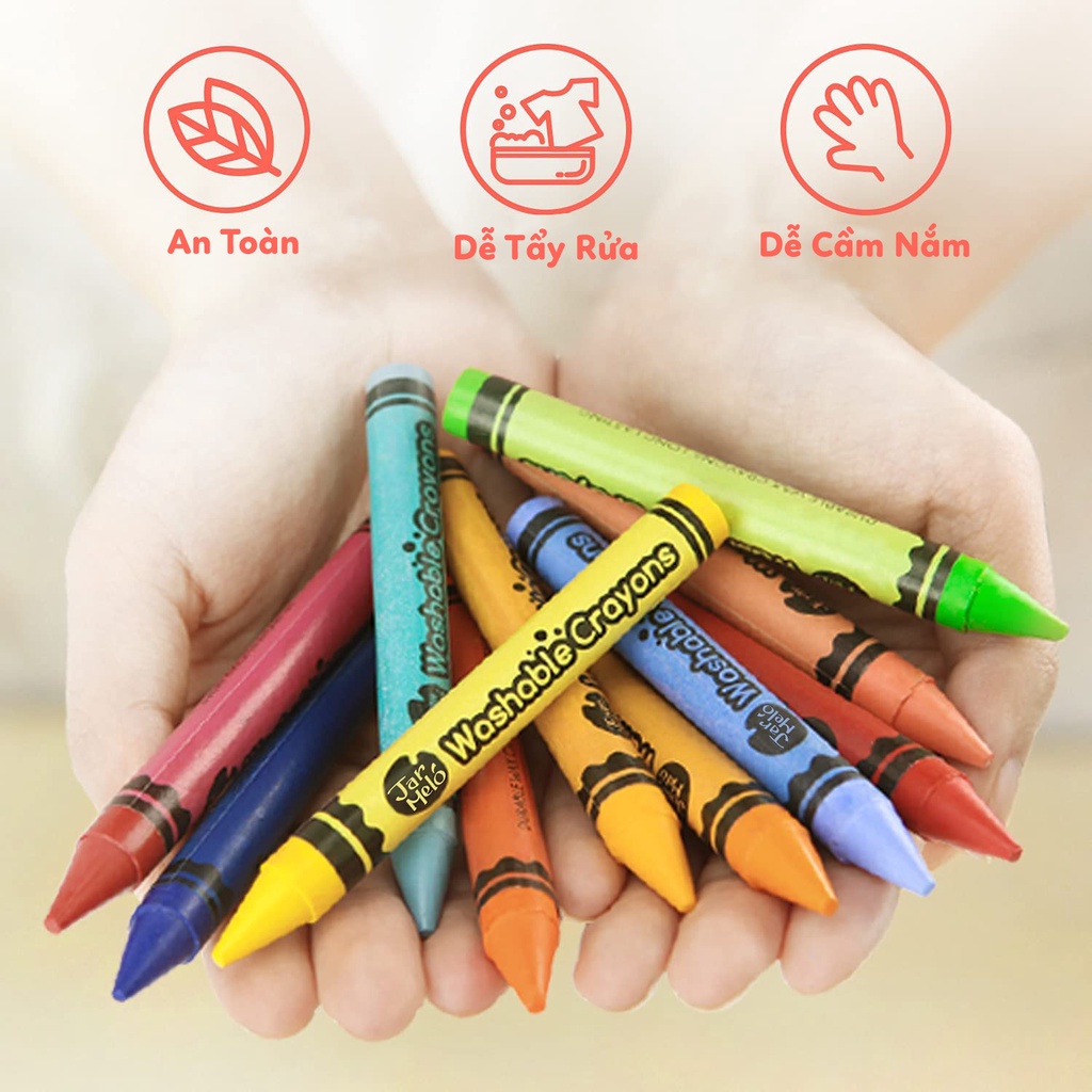 [DỄ RỬA] Bút màu sáp Crayon - CHÍNH HÃNG Joan Miro dễ dàng tẩy rửa kích thước Jumbo Size phù hợp cho Bé 3+