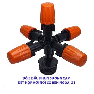 5 bộ bép phun sương 5 hướng kèm đầu ren ngoài 21mm