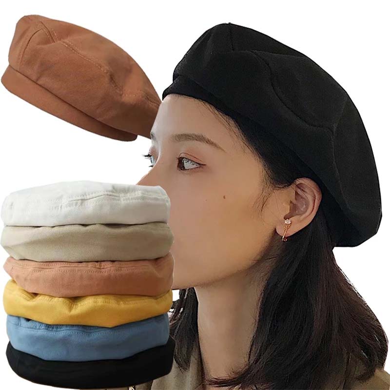 Mũ Beret Vải Cotton Thời Trang Vintage Cho Nữ
