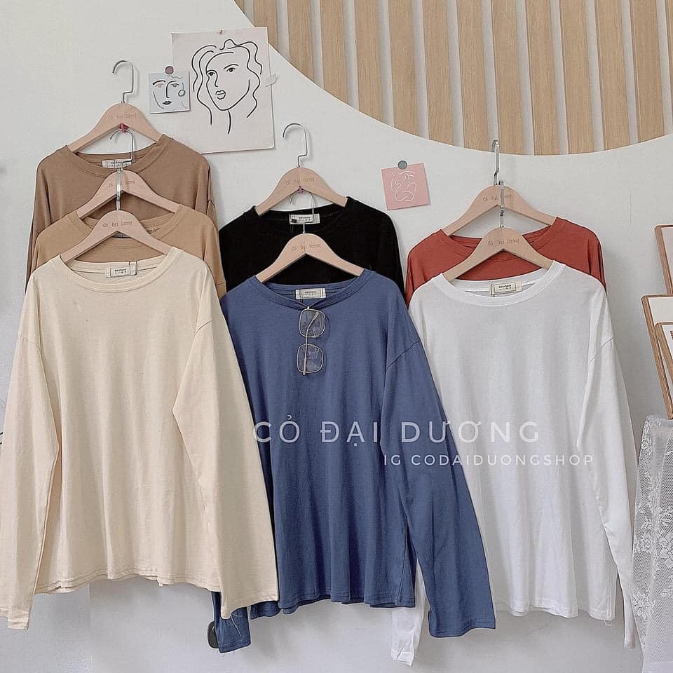 🌸 Nỉ da cá sweater phông trơn màu Đen | Trắng | Tím | Xám Ulzzang 🌸