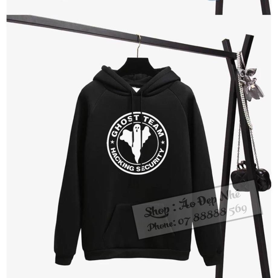 HOT Áo Hoodie Ghost Team/Anonymous đen in tên riêng theo yêu cầu