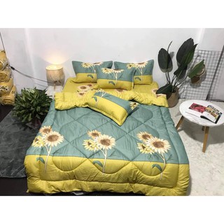 Bộ Chăn phao ga gối 4 món loại 1[1m8x2m]Vải mềm mịn,HỌA TIẾT HOA HƯỚNG DƯƠNG