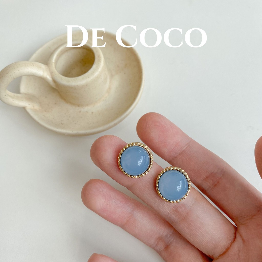 [Mã FARSSTT5 giảm 10K đơn bất kỳ] Bông tai nữ đá xanh biếc Marine decoco.accessories