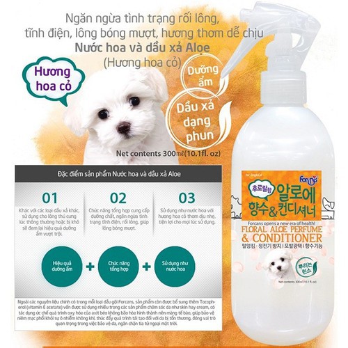 Dầu Thơm Khử Mùi Và Dưỡng Lông Chó Mèo Forcans Floral Aloe Perfume Tinh Chất Nha Đam 300ml