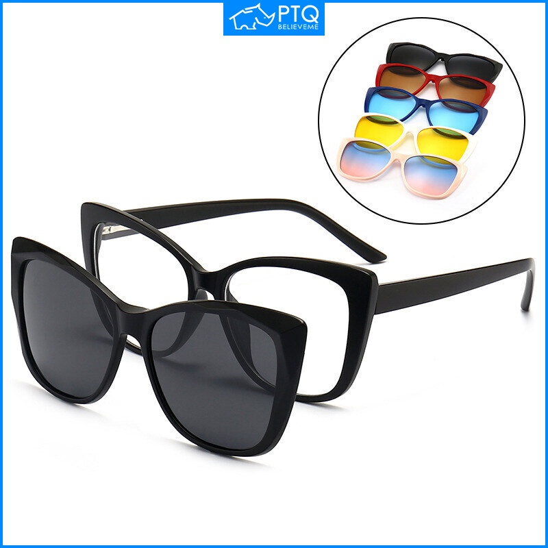 Bộ Sáu Cặp Kính Mát Mắt Mèo Dạng Kẹp Từ Tính Phân Cực Nhìn Ban Đêm Đa Năng